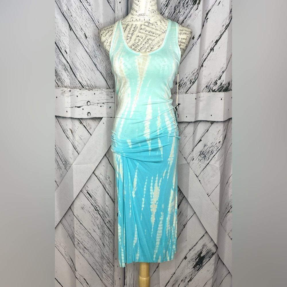 YFB tie dye racerback blue gray maxi ruched dress